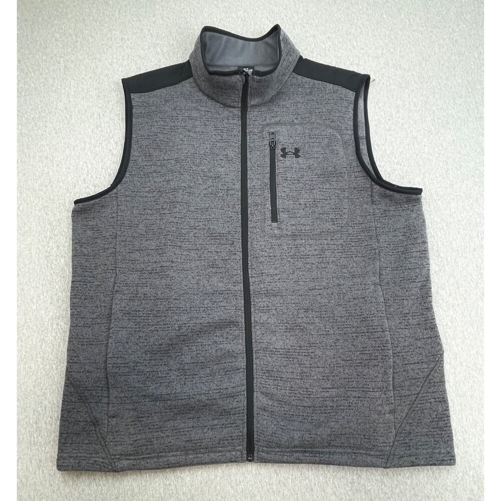 Under Armour Vest Mens 2XL Gray Performance Outdoor Full Zip Mock Neck